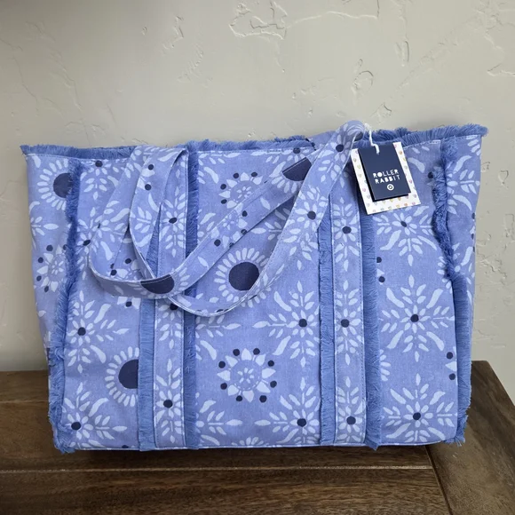 Roller Rabbit x Target Set - Blue Canvas Tote Bag & Floral Vines Beach Towel - Picture 8 of 15